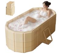Vasca da bagno pieghevole Vasca da bagno grande da 1,5 m Bagno per adulti portatile Doppio secchio da bagno completo per il corpo Vasca da bagno pieghevole Bagno caldo freddo Famiglia SPA