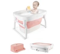 Vasca da bagno pieghevole, vasca da bagno pieghevole per bambini, vasca da bagno per bambini, plastica PP per uso alimentare, con tappo di scarico, vasca da bagno pieghevole per bambini con amaca da