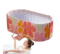 Vasca da bagno portatile, 150 x 55 x 50 cm, secchio termico in PVC, struttura pieghevole rinforzata con di scarico, spaziosa vasca da bagno per viaggi a casa, doccia perfetta e relax in