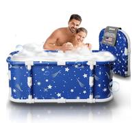 Vasca da bagno portatile, vasca da bagno pieghevole da 120 cm, installazione gratuita, vasca da bagno addensata a 7 strati con supporto in metallo, SPA (Stile stellare M2)