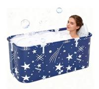 Vasca da Bagno Portatile, Vasca da Bagno Pieghevole per Adulti con Cuscini per Interni ed Esterni, Doccia Idromassaggio SPA, 120 x 55 x 50 cm (Blu)