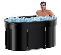Vasca da bagno refrigerante extra large con coperchio termico, vasca da bagno pieghevole per il recupero, 110 cm in plastica e profondità 55 cm, vasche isolate portatili per fitness e sollievo dal