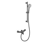 Vasca da Bagno Rubinetto Grigio Vasca da Parete a Parete 2 Fori Tocco di riempimento per Colpa per Vasca per Vasca Tocco con 3 modalità Doccia Portatile, Barra di diapositiva della Doccia Regolabile