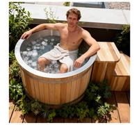 Vasca da immersione fredda da 500 litri con refrigeratore da 1 HP, vasca per ghiaccio in cedro rosso per 2 persone, base in acciaio inossidabile, con copertura WiFi/ozono UV/secchio, recupero completo