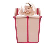 Vasca da pieghevole for bambini piccoli, vasca da bagno pieghevole neonati, vasca da bagno portatile leggera bambini gemelli, piccola, for capacità di recupero 22,5 galloni - Rosa