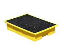 Vasca di contenimento in plastica Resistente Gialla e Nera, con griglia Piatta, Perfetta per Lo stoccaggio di fusti di Petrolio nei Garage delle fabbriche e per la Gestione delle fuoriuscite