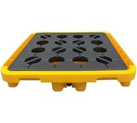 Vasca di Raccolta modulare per fuoriuscite di Petrolio - Piattaforma di drenaggio Industriale impilabile 68x68x15 cm Adatta a fabbriche, Garage, cucine - capacità sicura per fusti di petroli