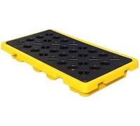 Vasca di Raccolta sversamenti modulare impilabile con griglia di Scarico - Piattaforma di Controllo sversamenti fusti di Petrolio Industriale Adatta a Garage e scantinati (130x68x17 cm)