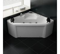 Vasca Idromassaggio ANGOLARE 135x135cm Cromoterapia 12 idrogetti Cuscini bianchi