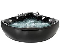 Vasca Idromassaggio Angolare Acrilico Nero e Poggiatesta 205 x 163 cm Senado