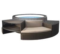 Vasca Idromassaggio da Esterno Semirigida Riscaldata 4+2 Posti con Mobili Ø184x73 cm NetSpa Vita Premium Marrone