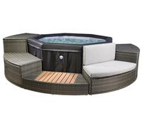 Vasca Idromassaggio da Esterno Semirigida Riscaldata 4+2 Posti con Mobili Ø193x73 cm NetSpa Octopus Marrone