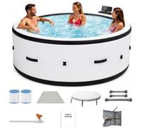 Vasca idromassaggio gonfiabile per 2-6 persone, temperatura massima 40 °C, 180 getti d'aria, spa portatile con luci a LED per patio e giardino, relax all'aperto 205,7 x 71,1 cm