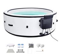 Vasca idromassaggio gonfiabile per 2-6 persone, vasca idromassaggio portatile con 180 getti di bolle, riscaldamento rapido, illuminazione a LED, design resistente alle forature, 205,7 x 71,1 cm