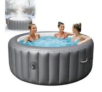 Vasca Idromassaggio Gonfiabile per 4 Persone, Vasche Idromassaggio Portatili per Massaggio con Bolle da Esterno, 130 Getti e Luci a LED, Gonfiaggio con un Clic per Patio, Giardino e Aree Esterne