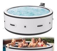 Vasca Idromassaggio Rotonda Gonfiabile, Grande Vasca Idromassaggio Portatile per 4-6 Persone,con 180 Getti D'Acqua,Incluso Pompa Di Riscaldamento,Filtro E Copertura Isolante. 81x28in