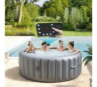 Vasca Idromassaggio Rotonda Gonfiabile, Grande Vasca Idromassaggio Portatile per 4-6 Persone,con 180 Getti D'Acqua,Incluso Pompa Di Riscaldamento,Filtro E Copertura Isolante. 72x28in