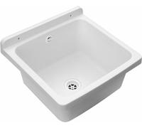 Vasca in resina di PP fissaggio a Parete Con Sifone e Piletta - Bianco