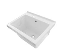 Vasca lavatoio 60x50 cm in ceramica bianca con foro rubinetto a sinistra