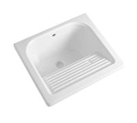 Vasca lavatoio 60x50 cm in ceramica lucida con strofinatoio integrato