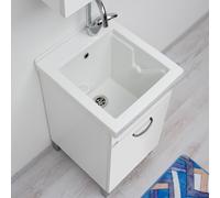 Vasca Lavatoio Pilozzo in Ceramica 45x50 da Incasso o Sospeso con Asse Lavapanni