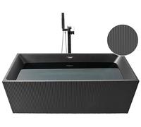 Vasca moderna freestanding rettangolare 170 x 80 cm Acrilico finitura scanalata Bagno Nero opaco