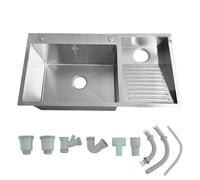 Vasca per bucato con asse da bucato, lavello multiuso indipendente e resistente, ideale per officina, lavanderia, esterno, interno, garage(Silver-right,90x48x21cm)