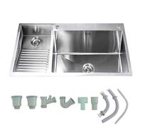 Vasca per bucato con asse da bucato, lavello multiuso indipendente e resistente, ideale per officina, lavanderia, esterno, interno, garage(Silver-left,100x48x22 cm)