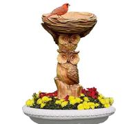 Vasca per da esterno: vasca con scultura di gufo in resina, migliore finitura protettiva contro le intemperie | Vassoio di alimentazione multiuso portatile per la decorazione del cortile del g