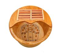 Vasca per pedicure in legno massaggio, vasca per pedicure, spa, massaggio, pedicure, pedicure, barili per pediluvio domestico, con coperchio con M per perseguire la felicità