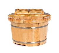 Vasca per pedicure in legno massaggio, vasca per pedicure, spa, massaggio, pedicure, pedicure, barili per pediluvio domestico, con coperchio con M per perseguire la felicità