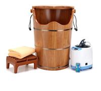 Vasca per pediluvio con macchina a vapore e sgabello da massaggio, secchio per pediluvio in legno di alta qualità per ammollo dei piedi, barili con coperchio, vasca per pedicure in legno di gomma