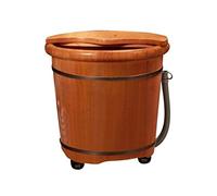 Vasca per pediluvio in legno con secchio in legno per pedicure, vasca per pediluvio con ruota e coperchio, vasca per pediluvio per piedi in ammollo, secchio per pediluvio con scarico (dimensioni: B)