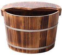 Vasca per pediluvio in legno, regalo per la casa, barile per pediluvio in legno, altezza 24 cm, bacino in legno naturale ispessito, secchio per massaggio ai piedi, bacino in schiuma per pediluvio, con