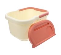 Vasca per Pediluvio Piccola in Pp Beige, per Casa e Viaggio | Ritenzione del Calore Efficiente, Uso Domestico e Trasferta, Formato Compatto