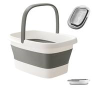 Vasca per pediluvio pieghevole per piedi in ammollo, secchio in plastica con manici e agopunto massaggiante per alleviare il dolore, pedicure, trattamenti spa a casa (white)