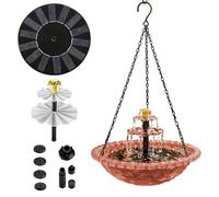 Vasca per uccelli con fontana solare, lunghezza catena 40 cm, pompa 7 V CC, 1,4 W, flusso 190 l/h, irrigatore resistente alle intemperie | Accento per attirare fringuelli di , per giardino