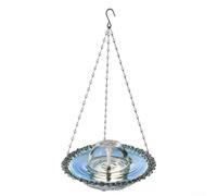 Vasca per uccelli da esterno a fontana USB - Elegante vasca per uccelli con bacino poco profondo per bere il bagno, ornamento da giardino resistente alle intemperie, 23,5 cm, viola (grigio)