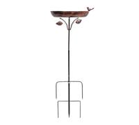 Vasca per uccelli da giardino, vasca per uccelli in piedi con picchetto, ferro bronzo, 30,5 x 98 cm, diametro 30,5 cm, profondità 5,1 cm, per uccelli esterni, decorazione da giardino, paesaggio, base