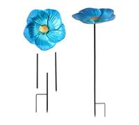 Vasca per uccelli - mangiatoia blu, bagno da giardino, accessorio da esterno | Vasca decorativa per terrazzo, cortile, balcone, osservazione uccelli e natura nel proprio spazio v