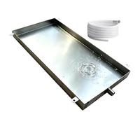 Vasca Raccogli acqua In Acciaio Inox 304 Raccoglis Condensa | Robusto con Occhielli di Fissaggio e Bocchetta di, Protegge I Pavimenti da Condensa e Fuoriuscite d’acqua(20x39x2in)