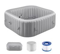 Vasca Rotonda da Bagno Gonfiabile Portatile per 4 a 6 Persone 185x66 cm