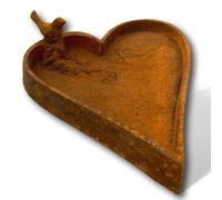 Vasca vaschetta per uccellini cuore ferro decorazione giardino stile antico love