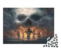Vascello tra nuvole teschio Puzzle 1000 Pezzi Carta per Adulti Mare oscuro nebbioso Gioco di Puzzle 1000 Pezzi Relax Famiglia Decorazione Regalo 52x38cm/1000pcs