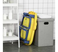 Vaschetta Bagnetto Neonato Pieghevole con Supporto Antiscivolo, Vaschetta da Bagno Portatile per Neonati e Bambini di 0-6 Anni con Foro di Scarico, 75,3x55,4x43cm, Blu e Giallo
