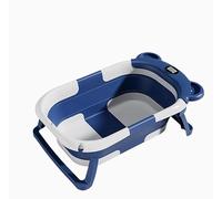 Vaschetta Bagnetto Neonato Pieghevole con Termometro e Cuscino, Vaschetta Bagno Portatile per Bambini da 0-3 Anni, Pratica e Salvaspazio per la Nascita (Blu)