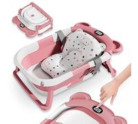Vaschetta Bagnetto Neonato Pieghevole - Vaschetta Bagnetto Bambini 1-3 Anni Con Cuscino Da Bagno - Vaschetta Bagno Neonato Con Termometro - Supporto Bagnetto Neonato - Regalo Per La Nascita Bambino