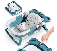 Vaschetta Bagnetto Neonato Pieghevole - Vaschetta Bagnetto Bambini 1-3 Anni Con Cuscino Da Bagno - Vaschetta Bagno Neonato Con Termometro - Supporto Bagnetto Neonato - Regalo Per La Nascita Bambino