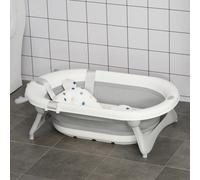 Vaschetta da bagno pieghevole per bambini 0-3 anni con indicatore di temperatura e cuscino, 81.5x50.5x23.5cm Description:Rendi l'ora del bagnetto più divertente e sicura con la vaschetta HOMCOM. Il de