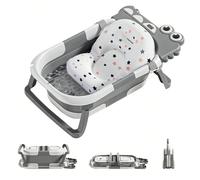 Vaschetta da bagno pieghevole per neonati con sensore di temperatura e cuscino di supporto in rete, ideale per neonati e bambini piccoli. Vaschetta multifunzione per la crescita del bambino: questa va
